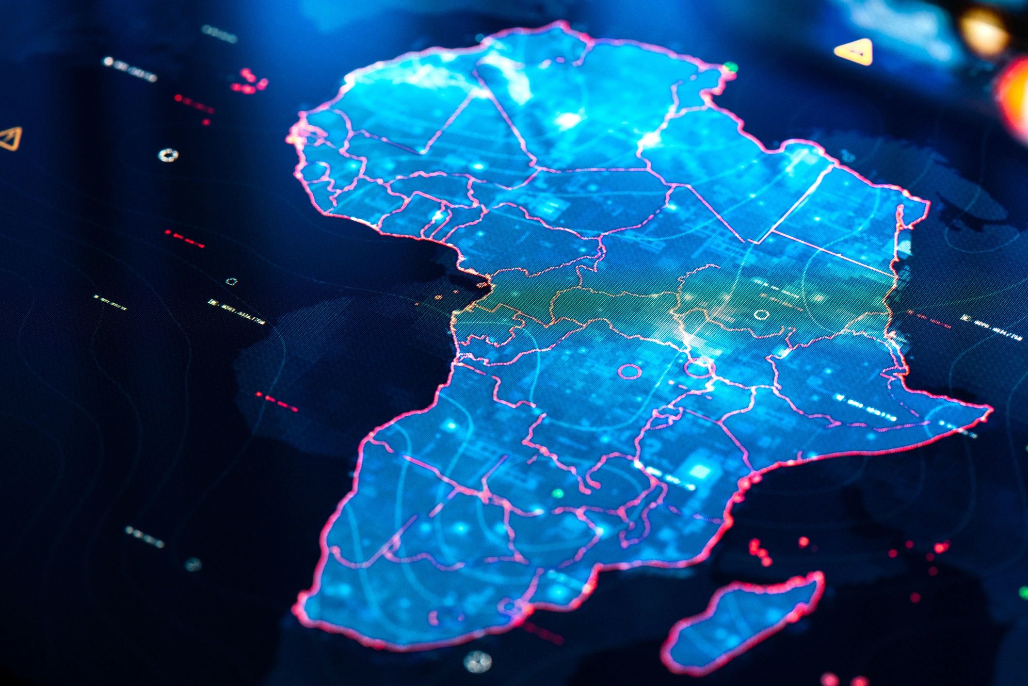 Digital map of Africa symbolizing cybersecurity coverage